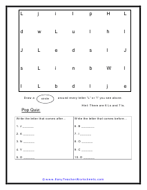 L Letter Search Worksheet