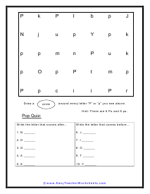 P Search Worksheet