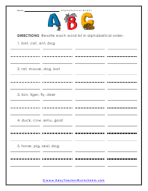 ABC List Worksheet
