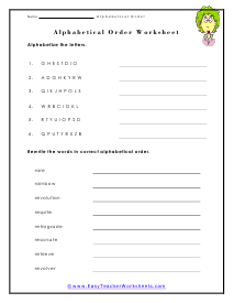 Mixed Letters and Words Worksheet