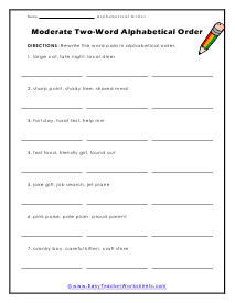Two Words Moderate Level Worksheet