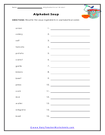 Soup Worksheet