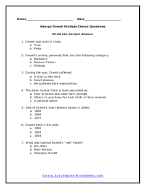 Orwell Multiple Choice Worksheet