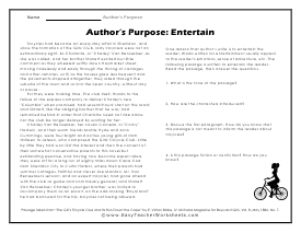 Author's Purpose Activity – Reading ELA