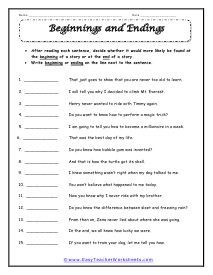 More Endings Worksheet