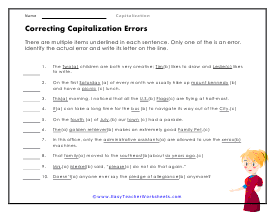 Caps Errors Worksheet