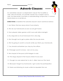 Adverb Worksheet