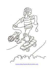 Skateboard Coloring Worksheet