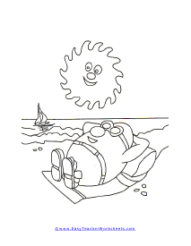 Sun at the Beach Coloring Page