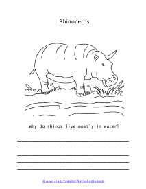 Rhino Coloring Writing Page