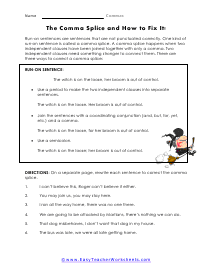 Fix It Worksheet