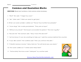 Quotation Mark Worksheet