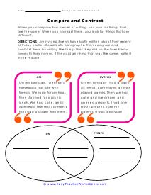 Compare and Contrast Worksheets
