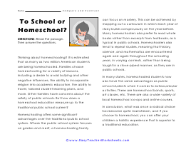 School vs Homeschool Worksheet