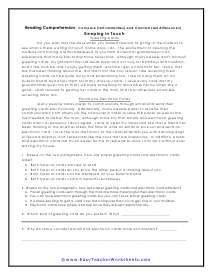Keeping in Touch Worksheet