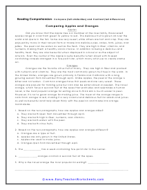 Apples and Oranges Worksheet