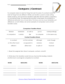 Transition Words Worksheet