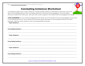 Concluding Sentences Worksheets