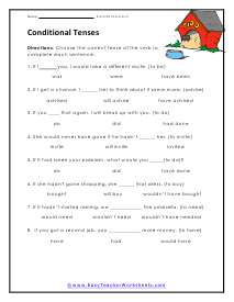 Purpose of Tenses Worksheet