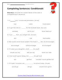 Sentence Worksheet