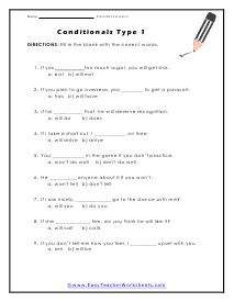 Conditionals Worksheet