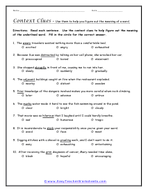 Worksheet, Meaning in Context: Synonyms, A writer often uses a synonym as  context clues to help his rea…