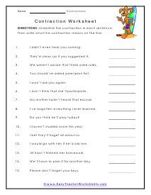 Apostrophes Worksheet