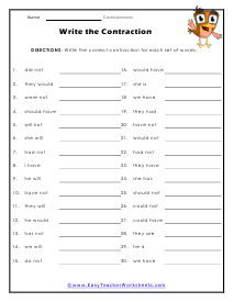 Proper Form Worksheet