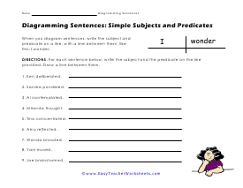 Simple Subjects Worksheet