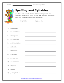 Syllables Worksheet