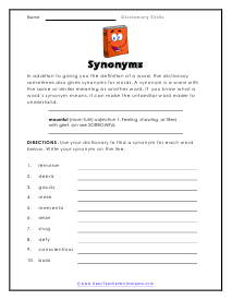 Synonym Worksheet