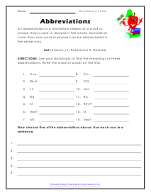 Abbreviations Worksheet