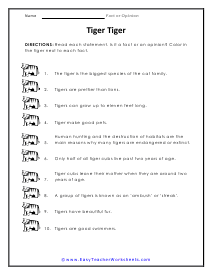 Tiger Worksheet