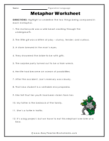 Metaphor Worksheet