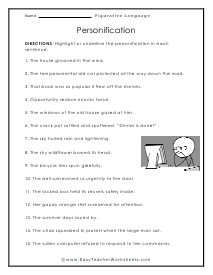 Personification Worksheet