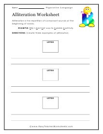 Alliteration Worksheet