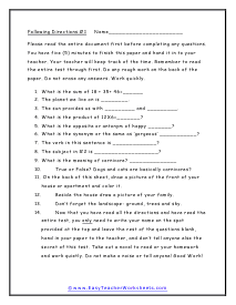 Elementary Worksheet