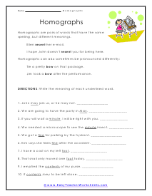 Underlined Worksheet