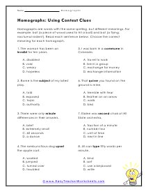 Context Clues Worksheet