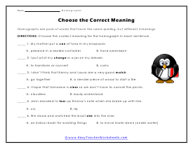 Correct Meaning Worksheet