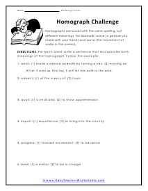 Homograph Worksheet