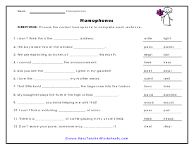 Sentence Worksheet