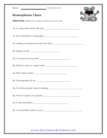 Clue Worksheet