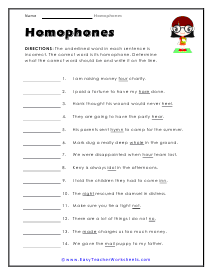 Glasses Worksheet