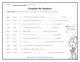 Complete Worksheet