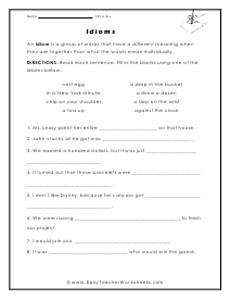 Sentence Worksheet