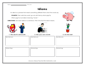 Idioms Matching: Draw A Line To Match The Idiom To The Non-Literal Meaning