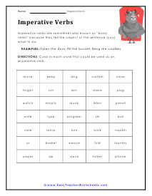 Verb Worksheet