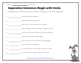 Start with Verbs Worksheet