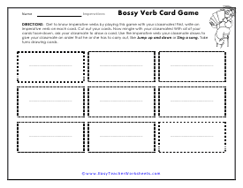 Verb Game Worksheet